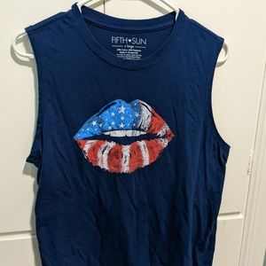 Fifth & Sun Ladies Patriotic Lips Tank Top XL